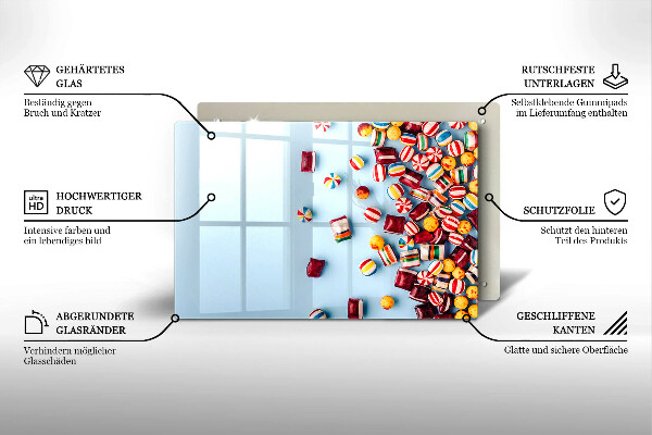Skleněná deska za sporák Barevné bonbóny