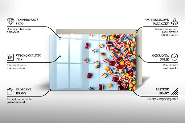Skleněná deska za sporák Barevné bonbóny