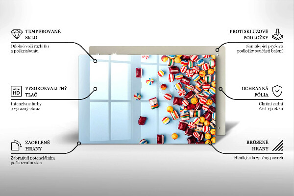Skleněná deska za sporák Barevné bonbóny
