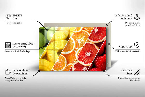 Skleněná deska za sporák Barevné ovoce