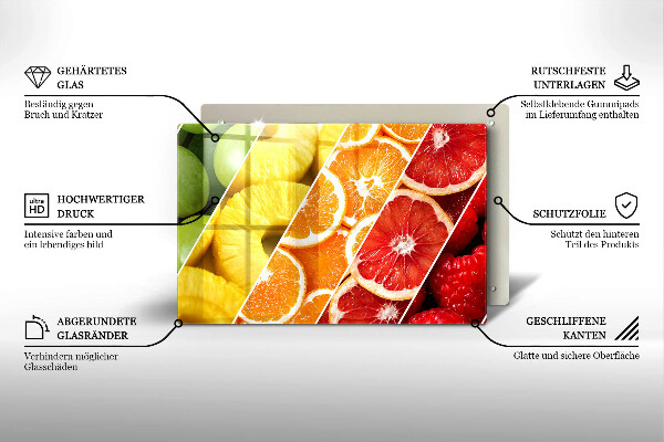 Skleněná deska za sporák Barevné ovoce