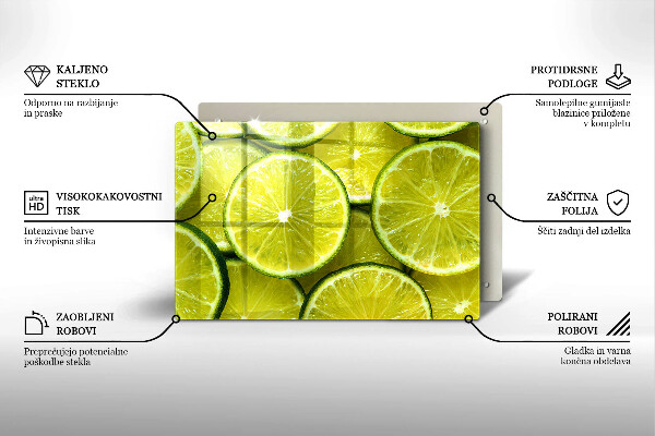 Skleněná deska za sporák Plátky limetky
