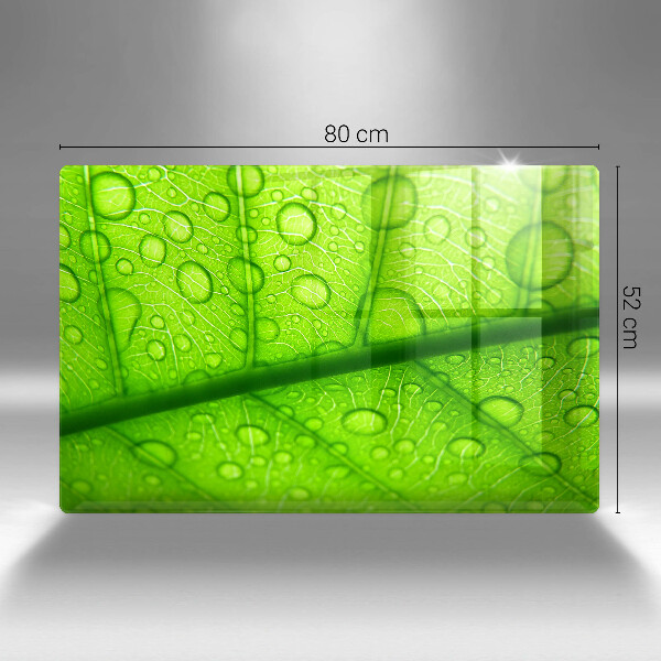 Skleněná deska za sporák Detailní záběr na list