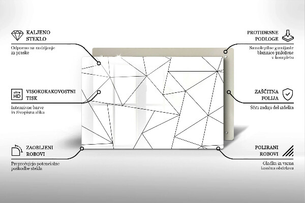 Skleněná deska za sporák Bílé trojúhelníky