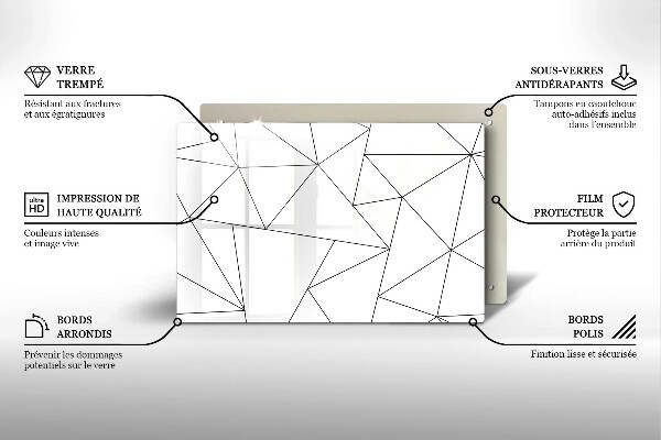 Skleněná deska za sporák Bílé trojúhelníky