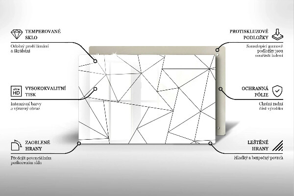 Skleněná deska za sporák Bílé trojúhelníky