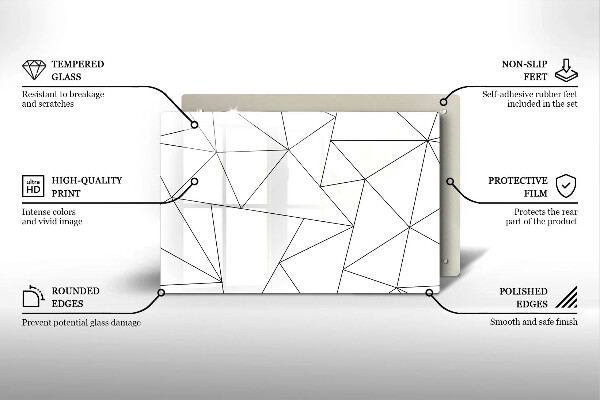 Skleněná deska za sporák Bílé trojúhelníky