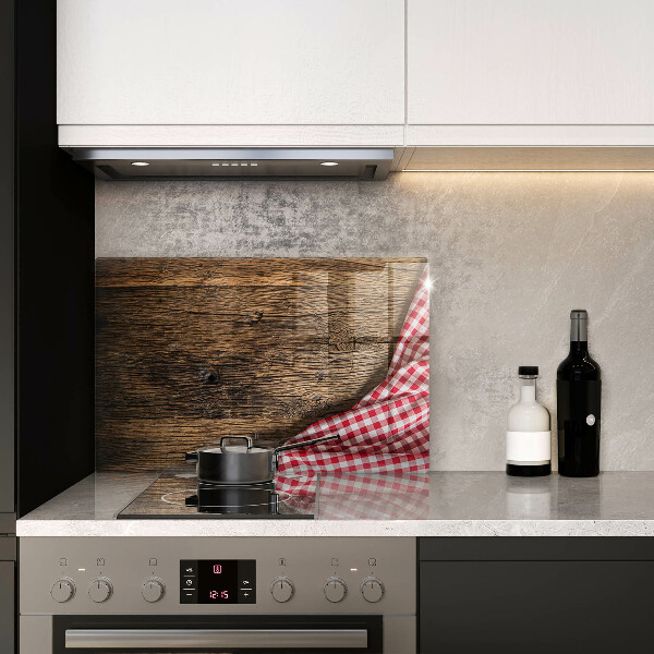 Skleněná deska za sporák Dřevěný stůl