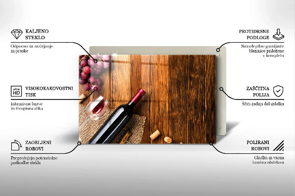 Skleněná deska za sporák Láhev červeného vína