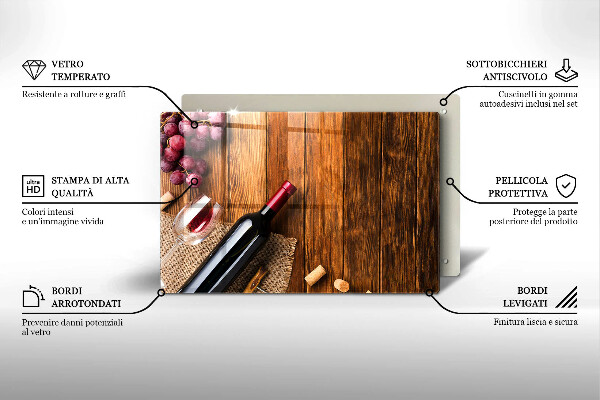 Skleněná deska za sporák Láhev červeného vína