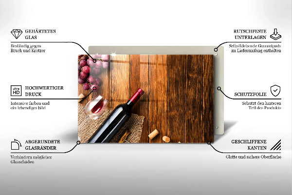 Skleněná deska za sporák Láhev červeného vína