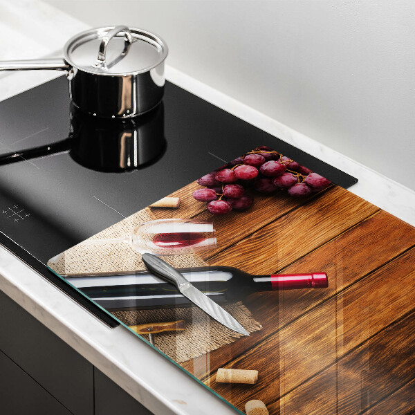 Skleněná deska za sporák Láhev červeného vína