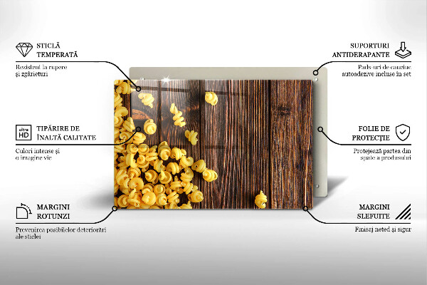 Skleněná deska za sporák Těstoviny na stole