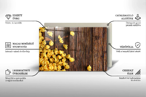 Skleněná deska za sporák Těstoviny na stole