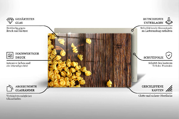 Skleněná deska za sporák Těstoviny na stole