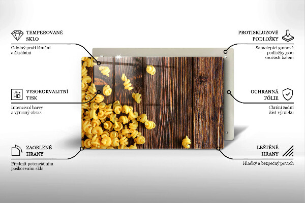 Skleněná deska za sporák Těstoviny na stole