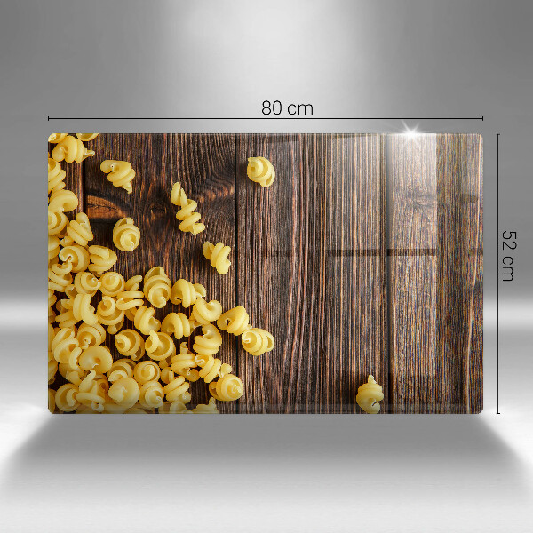 Skleněná deska za sporák Těstoviny na stole