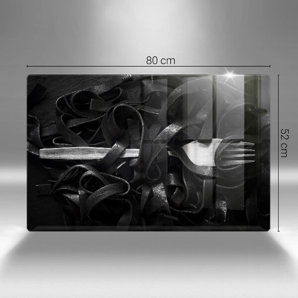 Skleněná deska za sporák Černé těstoviny Tagliatelle