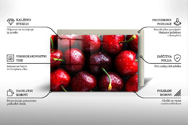 Skleněná deska za sporák Detailní záběr třešní
