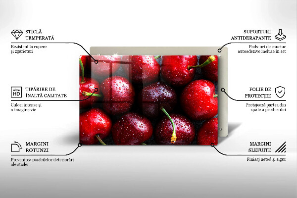 Skleněná deska za sporák Detailní záběr třešní