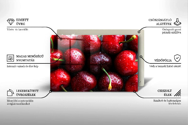 Skleněná deska za sporák Detailní záběr třešní