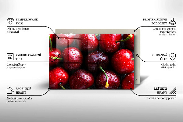 Skleněná deska za sporák Detailní záběr třešní