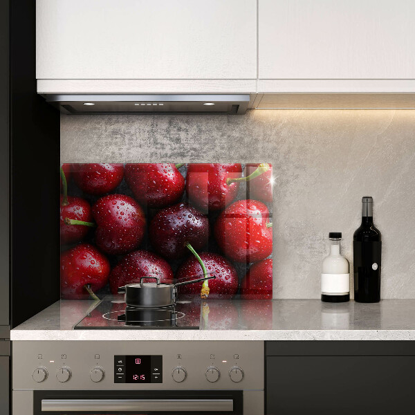 Skleněná deska za sporák Detailní záběr třešní