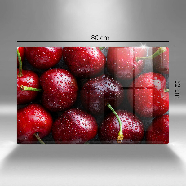 Skleněná deska za sporák Detailní záběr třešní