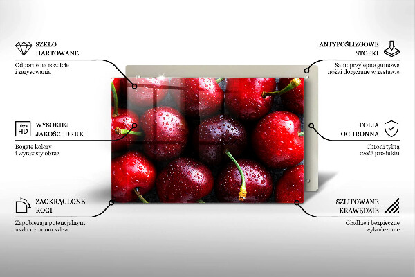Skleněná deska za sporák Detailní záběr třešní