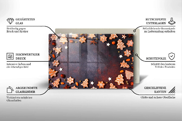 Skleněná deska za sporák Perníkové Vánoce