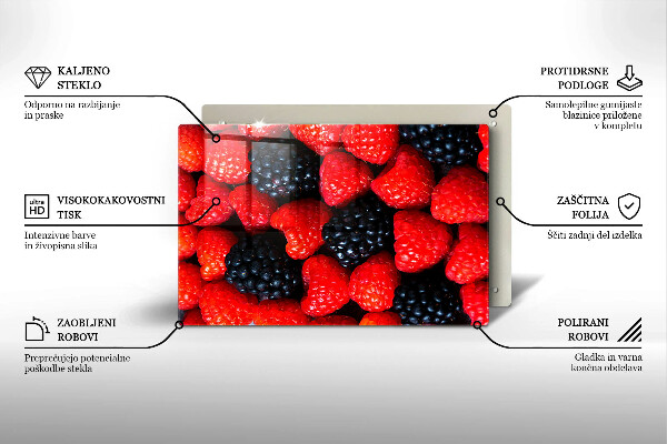 Skleněná deska za sporák Maliny a ostružiny