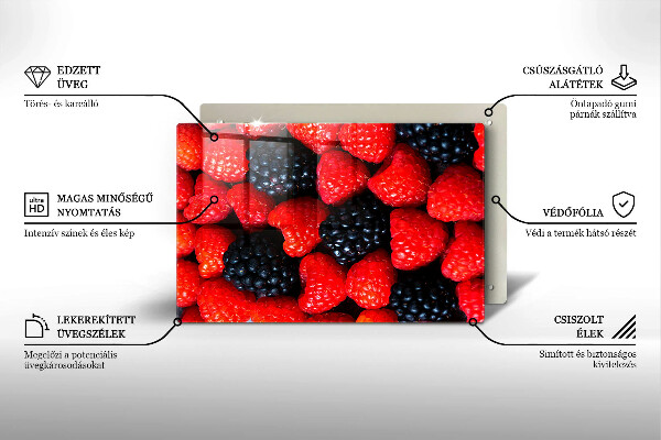 Skleněná deska za sporák Maliny a ostružiny