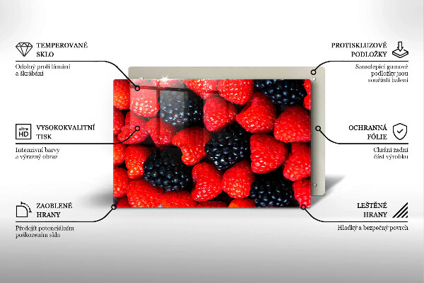 Skleněná deska za sporák Maliny a ostružiny