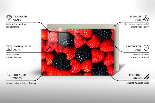 Skleněná deska za sporák Maliny a ostružiny