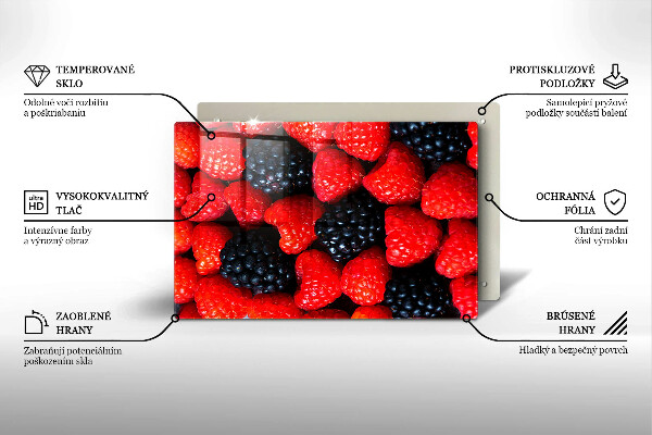 Skleněná deska za sporák Maliny a ostružiny