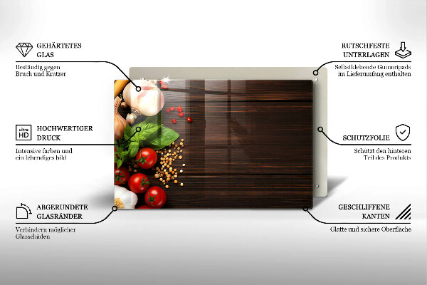 Skleněná deska za sporák Zelenina na stole