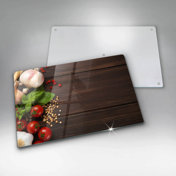 Skleněná deska za sporák Zelenina na stole