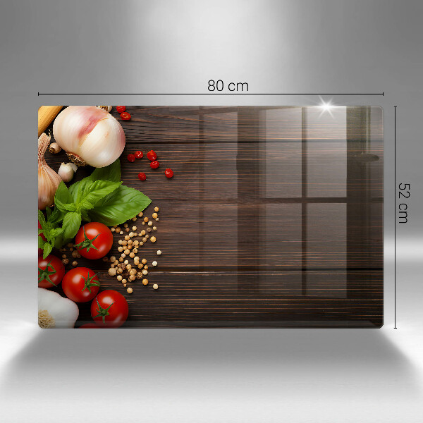 Skleněná deska za sporák Zelenina na stole