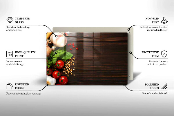 Skleněná deska za sporák Zelenina na stole