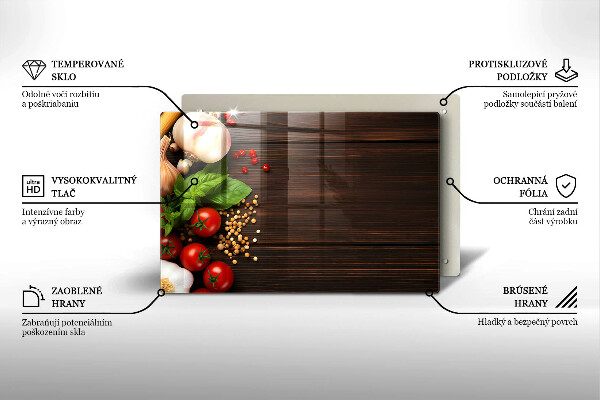 Skleněná deska za sporák Zelenina na stole