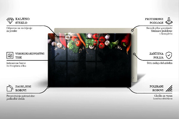 Skleněná deska za sporák Barevná zelenina