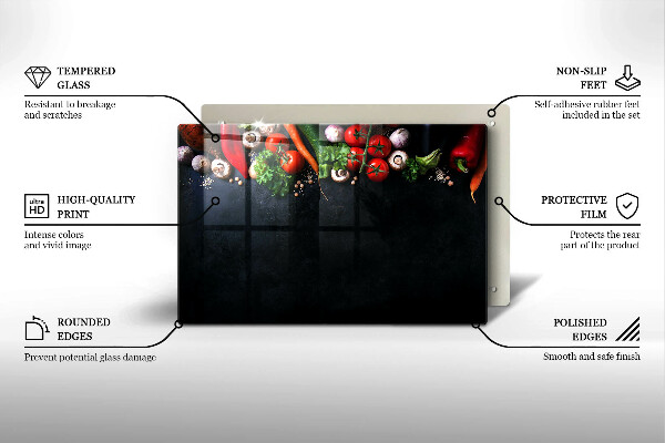 Skleněná deska za sporák Barevná zelenina