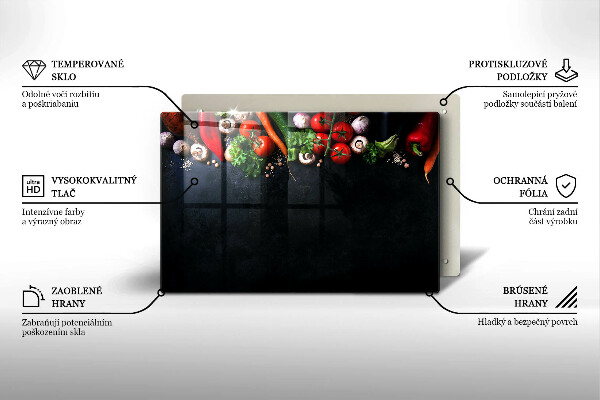 Skleněná deska za sporák Barevná zelenina