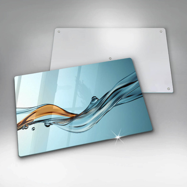 Skleněná deska za sporák Voda na modrém pozadí