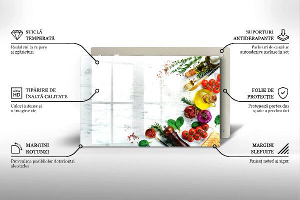 Skleněná deska za sporák Zelenina a koření