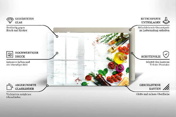 Skleněná deska za sporák Zelenina a koření