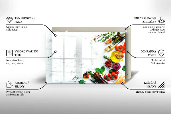 Skleněná deska za sporák Zelenina a koření