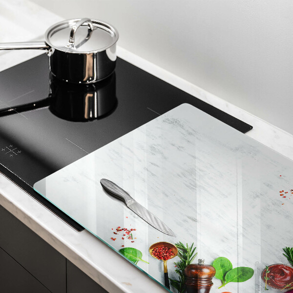 Skleněná deska za sporák Zelenina a koření