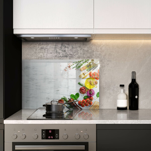 Skleněná deska za sporák Zelenina a koření