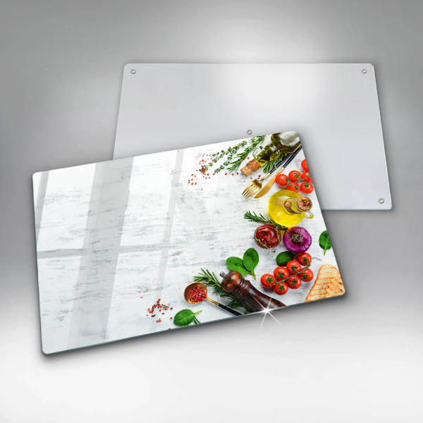 Skleněná deska za sporák Zelenina a koření